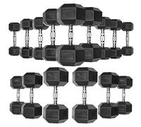JLL® Hex Dumbbell 4-32 KG Pair, Heavy Duty Rubber Commercial Dumbbell, Weight Sets for Weight Training, Knurled Chrome Handle, Black Colour (16)