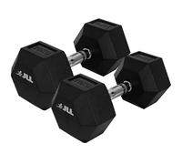 JLL Hex Dumbbell, Heavy Duty Rubber Commercial Dumbbell, Full Body Workout for Home Gym Exercise, Knurled Chrome Handle, Sold in Pairs - 20 KG