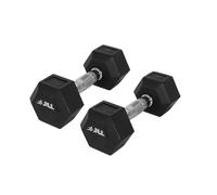 JLL Hex Dumbbell, Heavy Duty Rubber Commercial Dumbbell, Full Body Workout for Home Gym Exercise, Knurled Chrome Handle, Sold in Pairs - 6 KG