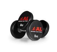 JLL PU Dumbbell, Commercial Grade Round Dumbbells, Hand Weights Pair Ideal for Strength Training at Home or Gym -2x8kg