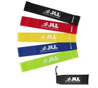JLL Resistance Bands Set | Set of 5 Strength Levels | Skin Friendly Loop Bands for Pilates, Training, Physical Therapy, Stretching, Home Gym | Free Bag for Portability