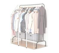 JLLEIZYZ Garment Rack Covers, Cover for Clothes Racks with Metal Zipper, Suitable for High and Low Double Pole Clothes Drying Rack Only(White,150x75x150cm 9x30x59in)