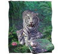 Jlo White Tiger and Cubs Silky Touch Super Soft Throw Blanket 152 X 127 cm