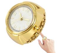 Jlobnyiun Analog Watch Band - Co-ordinating Look, Small Miniature Circular Case, Battery Powered + Hand Display, Alloy Accessory First, gold, piccola cornice interna