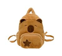 Jlobnyiun Capybara Backpack Bag, Cuddly Book Bag,Cute Plush Leisure Bag Capybara Animal Backpack - Soft School Bag with Keychain Shoulder Bag for Boys and Girls