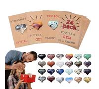 Jlobnyiun Cards of Valentine's Day Crystals, Valentine's Day Cards with Heart Crystals - Crystal Exchange Cards in the Shape of a Heart for Valentine's Day - Funny Exchange for Saint - -