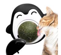 Jlobnyiun Cat Catnip Ball,Rotatable Toy Licker for Kitten | Penguins Shape Catnip Wall Ball for Oral Care Teeth Cleaning and Biting, Reduce Pressure