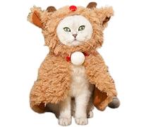 Jlobnyiun Cat Christmas Costume - Winter Christmas Dog Cape - Plush Brown Deer Cat Clothes, Multifunctional Christmas Puppy Reindeer Costume For Family Gatherings, Photo Props And Daily Wear