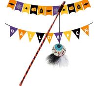Jlobnyiun Cat Play Cane Toy, Halloween Kitten Toy, Portable with Ghost Pumpkin for Training and Hunting Simulation