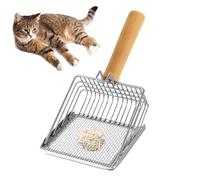 Jlobnyiun Cat Scooper for Litter Box | Kitten Poop Scooper with Ergonomic Handle | Non-Stick Sifter Shovel Easy Cleaning Poop Lifter with Wooden Handle for Indoor Pet House
