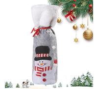 Jlobnyiun Christmas Fabric Wine Bag, Cute Drawstring for Holiday Decoration, Wine Bottle Cover for Christmas, Wedding, Travel, Party, New Year, Family Reunion, Snowman, Siehe Beschreibung, See