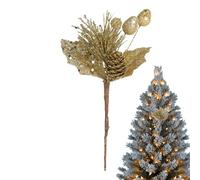 Jlobnyiun Christmas Green Branches, Christmas Decorations Artificial Pine Stems Ornaments, Floral Stems Ornaments for Parties, Indoor Outdoor Parties, Fireplace, Coat Table, Crafts