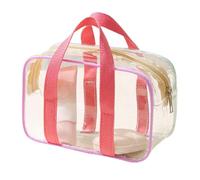Jlobnyiun Clear Travel Bag | Portable Stadium Events Storage Bag,Water Resistant Makeup Bag with Zipper for Airplane, Airport, School, Work, Gym, Holiday and Festivals