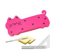 Jlobnyiun Compact Pencil Case | Aesthetic Cat Shape Bag Case | Silicone Tool Holder for School Home Classroom Teacher Student Children, pink, Consulte la descripción, See description