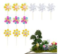 Jlobnyiun Decorative Garden | 12 Pieces Easter Garden Stakes in the Shape of Rabbit and Egg, Easter Turnstiles for Outdoor, Lawn, Patio, Landscape, Parties, Family