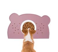 Jlobnyiun Dog Bowl Mat, Dog Water Mat | Raised Edges Cat Feeder Pad | Washable Silicone Tray Without Slipping, Bear Shaped Protector for the Feeding Box