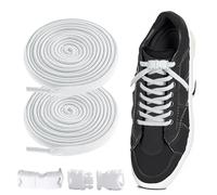 Jlobnyiun Elastic Shoelaces No Tie Shoelaces for Sneakers Elastic Stretch Laces Versatile Adjustable Elastic Shoelaces No Tie Shoelaces for Casual Canvas Shoes, white, Se référer au descriptif