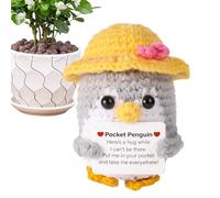 Jlobnyiun Funny Penguin With Positive Card - Wool Knit Penguin Doll with Affirmation Notes | Motivational Plush Animal Toy, for Kids Friends, Positivity Decor for Desk Shelf or Bedroom