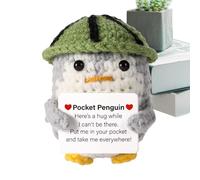 Jlobnyiun Funny Penguin With Positive Card - Wool Knit Penguin Doll with Affirmation Notes | Motivational Plush Animal Toy, for Kids Friends, Positivity Decor for Desk Shelf or Bedroom