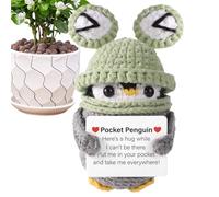 Jlobnyiun Funny Penguin With Positive Card - Wool Knit Penguin Doll with Affirmation Notes | Motivational Plush Animal Toy, for Kids Friends, Positivity Decor for Desk Shelf or Bedroom
