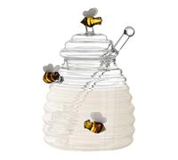 Jlobnyiun Glass Honey Jar | 400ML Glass Honey Storage | Food-Grade Transparent Bottle for Cooking Baking Baby Shower Wedding Favors Breakfast Topping Yogurt Farmers Market