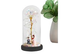 Jlobnyiun Preserved in a Glass Dome - Musical Artificial Flower LED Fairy Lights Romantic Lamp Decorative | Perfect for Women, Moms, Birthdays, Anniversaries, Weddings, Home