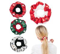 Jlobnyiun Scrunchy Hair Ties Big Scrunchies Ponytail Holder Santa Elk Christmas Tree Ponytail Holder Soft Hair Bands Hair Decoration Cute Holiday Accessories Pack