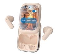 Jlobnyiun Smart Earphones - Touch Display Cordless Headphones | Noise Cancelling Stereo Sound With USB Charging Cradle For Crisp Audio On The Go Perfect For Fitness Workouts Jogging Study Relaxation