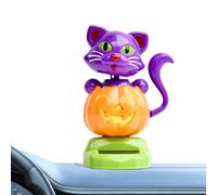 Jlobnyiun Solar Dancing Dolls Figures, Halloween Cat Pumpkin, Shake Ornament with Light-Operated Movement, Festive for Desk Vehicle, RV, Truck, Office, Table, Window, Interior Exhibition