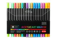 Jlobnyiun Tip Pens - Waterproof Acrylic Marker Stroke, Double-Head Colouring Markers, 24 Multi-Art Supplies, PP Material, Case Drawing Kit, Precise Creative High Opacity Strokes | for Wood Stone