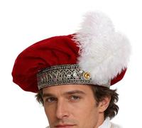 Jlobnyiun Tudor Costume Hat - Thick Felt Textile, Golden Embroidery Trim, Authentic Style, Historical Clothing Accessories for Masquerade Ball, Carnival, Halloween, Royal Cosplay Theme Party