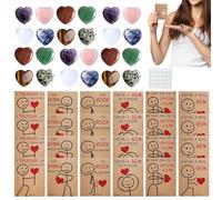 Jlobnyiun Valentine's Day Card - 24 Pack Greeting Set, Acrylic Heart Note, Romantic Craft Decoration, Holiday Message Pack, Classroom Party Supplies | Souvenir Gift for Her