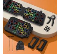 JLoibao Foldable Push Up Board With Resistance Bands and Hand Grip Strengthener, Burn Fat Strength Training Equipment, Portable Pushup Board, 24-In-1 Multi-function Home Workout Equipment