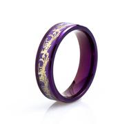 JLOVEMILY 6mm/8mm Dragon Phoenix Pattern Purple Titanium Stainless Steel Ring Couple Lovers Engagement Wedding Band, Stainless Steel, No Gemstone