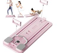 JLOZDM Foldable Pilates Reformer, Pilates Board with LED Timer & Resistance Bands, Automatic Rebound Ab Roller, Multi-Purpose Home Gym Core Trainer for Full-Body Workout(Pink)