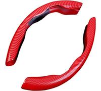 JLQFYWL 2Pcs Carbon Fiber Car Steering Wheel Cover for Renault Kadjar 2015 2016 2017 2018 2019 2020 2021 2022, Universal Steering Wheel Protection Breathable Car Accessories,Red