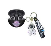 JLSDBMZ for Huawei Freeclip Case Cute, Funny Astronaut Space Universe Cartoon Design, Exquisite Headphone Protective Cover with Keychain (Black White)