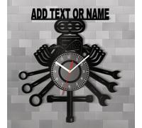 JLSKCN Garage Wall Clock Personalized Metal Auto Repair Mechanic Tools Wall Clock with Colorful Light Custom Name Wall Clock, Decor, Sign Gift for Dad Husband Mens Gift