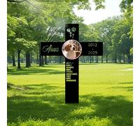 JLSKCN Personalised Dog Memorial Plaque, Pet Headstones for Dogs for Lost Dog Sympathy Gift, Outdoor Dog Garden Metal Stake Cat Garden Metal Stake for Cemetery Garden Dog Cross for Grave Graden Decor