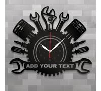 JLSKCN Personalized Metal Auto Repair Mechanic Tools Wall Clock with Colorful Light Custom Name, Decor Sign Gift for Dad or Husband