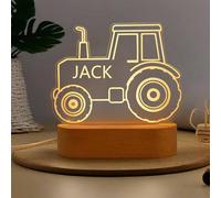 JLSKCN Personalized Tractor Night Light Customized Night Light with Name Boy's Room Kid's Bedroom Decor Children's Light Remote Control Night Lamp with 7 Light Colors Gifts for Boys (Tractors)