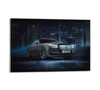 JLTC Luxury Car Poster Black Rolls-Royce Ghost Sports Car Poster Decorative Painting Canvas Wall Posters And Art Picture Print Modern Family Bedroom Decor Posters 20x30inch(50x75cm)
