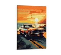 JLTC Vintage Car Poster Ford Mustang Sports Car Poster Decorative Painting Canvas Wall Posters And Art Picture Print Modern Family Bedroom Decor Posters 24x36inch(60x90cm)