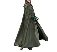 JLTPH Winter/Autumn Cloak with Hood Open Front Loose Cape Shawl Poncho Coat Long Cloak Jacket Outwear Army Green