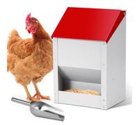 JLUHYANN Automatic Chicken Feeder 10lbs Galvanized Chicken Feeders No Waste Wall Mounted Poultry Feeder Trough with Scoop for Poultry Chickens Ducks Quail Geese Pet