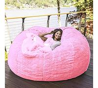 JLVAWIN 5/6/7ft Soft Fluffy Lazy Sofa,Giant Bean Bag Chairs Cover,Oversized Round Chair Beanbag Cover (No Filler),Pink,6FT 150X75cm
