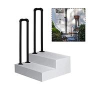 JLVAWIN Matte Black 2-Step Staircase Handrails, Garden Safety Support Bar for Elderly, U-Shaped Hand Rails for Indoor Outdoor Steps-85cm