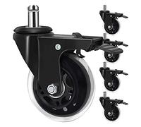 JLVAWIN Office Chair Caster Wheels with Brake Lock,Heavy Duty Replacement Swivel Rubber Casters,Set of 5 All Can Lockable - Universal fit-2inch