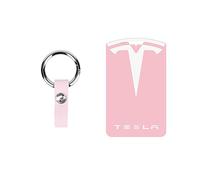JLVVW Car Silicone Key Card Holder, For Tesla Model 3 Y, Wear-resistant Waterproof Protector Cover, Keychain Key Shells, Decoration Accessories,pink