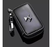 JLVVW Leather, Car Key Cases, Remote Control Fobs Protect Cover, Keychain, Decoration Accessories, For DS Spirit DS3 DS4 DS4S DS5 DS 5LS DS6 DS7,Bla-ck